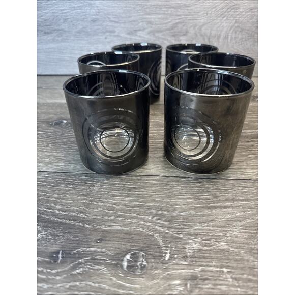 Vintage 1970's Silvered MOD Bullseye Old Fashioned Glasses- Set Of 6 - Picture 8 of 8
